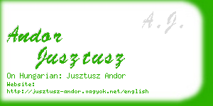 andor jusztusz business card